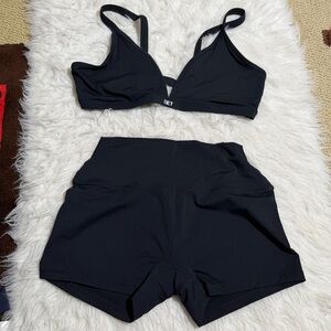 SET Active XL / XXL Black Matching Workout Set Sports Bra Shorts Airluxe Pilates